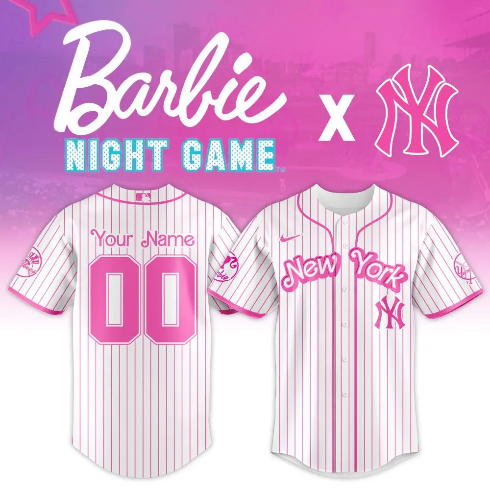 Custom Barbie Night Game Jersey - Personalized New York Pink Baseball Shirt