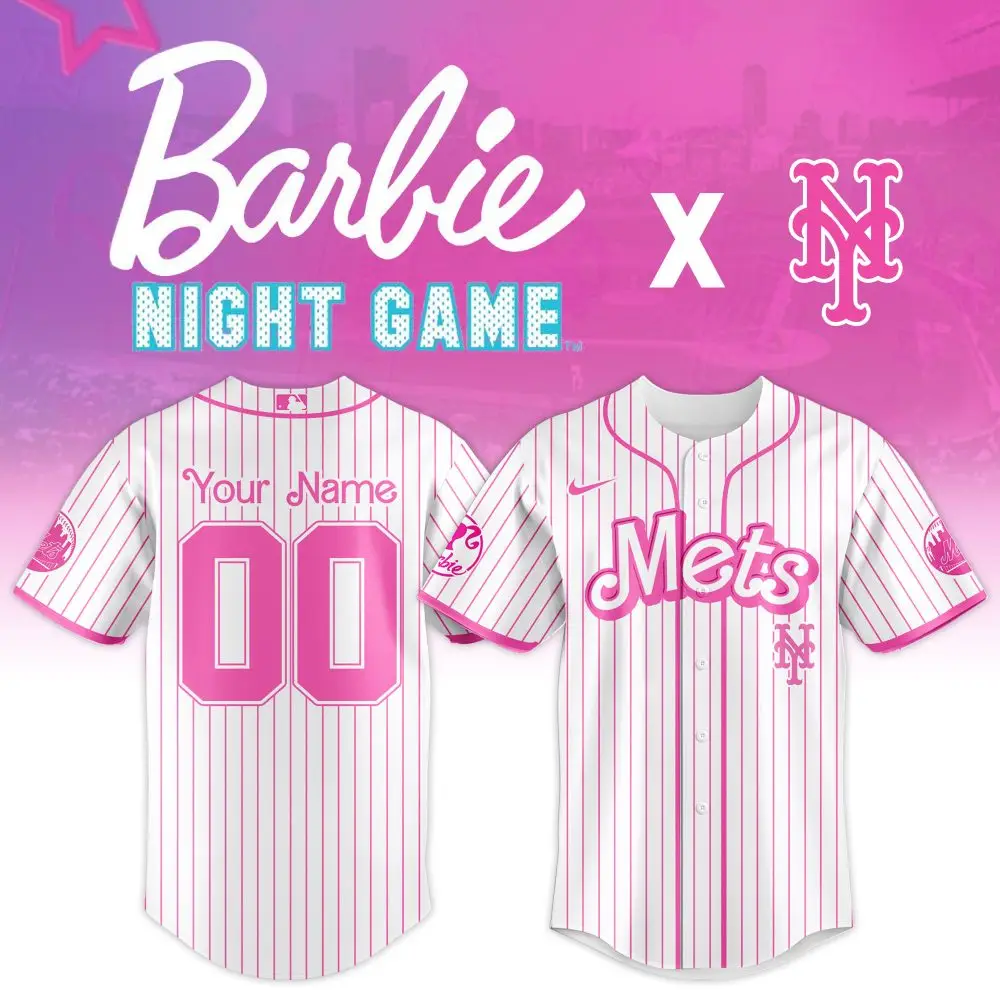 Custom Barbie X Mets Pink Jersey - Personalized Mlb Game Day Apparel