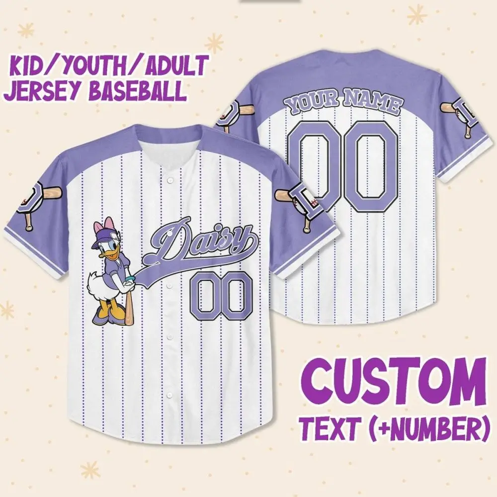 Custom Baseball Jersey For Kids/Youth/Adults - Personalized Name & Number - Daisy Design