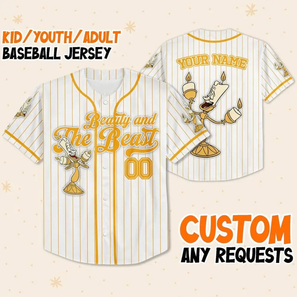 Custom Beauty And The Beast Baseball Jersey For Kids/Youth/Adults – Personalize Your Name!