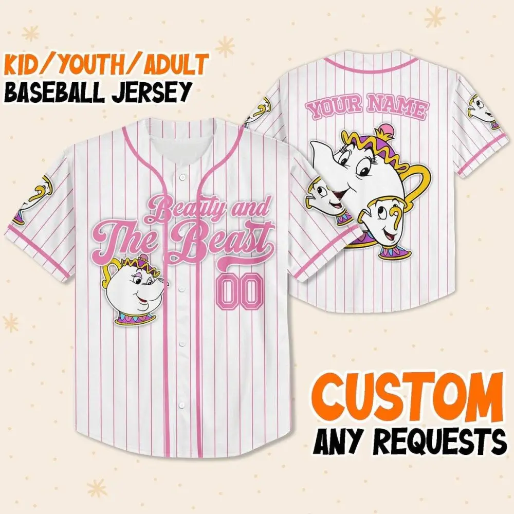 Custom Beauty And The Beast Baseball Jersey - Kids/Youth/Adult Personalized Gift