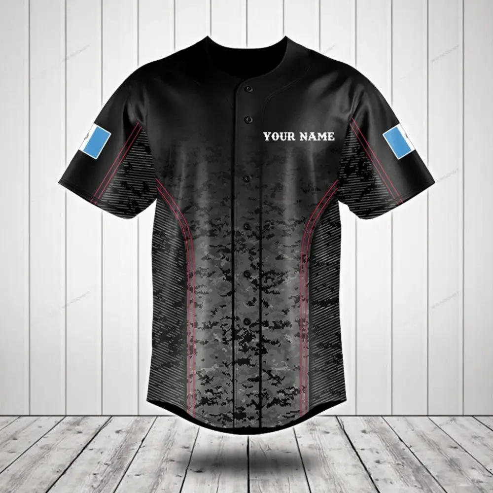 Custom Black Camo Baseball Jersey - Personalize With Your Name - Stylish Athletic Teamwear