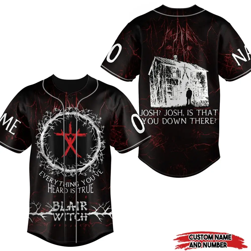 Custom Blair Witch Baseball Jersey - Personalize Name & Number - Horror Movie Fan Apparel