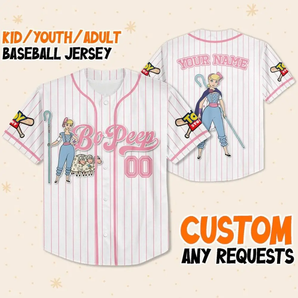 Custom Bo Peep Baseball Jersey For Kids/Youth/Adults - Personalize Yours! Custom Bo Peep Baseball Jersey For Kids/Youth/Adults - Personalize Yours! - Image 1