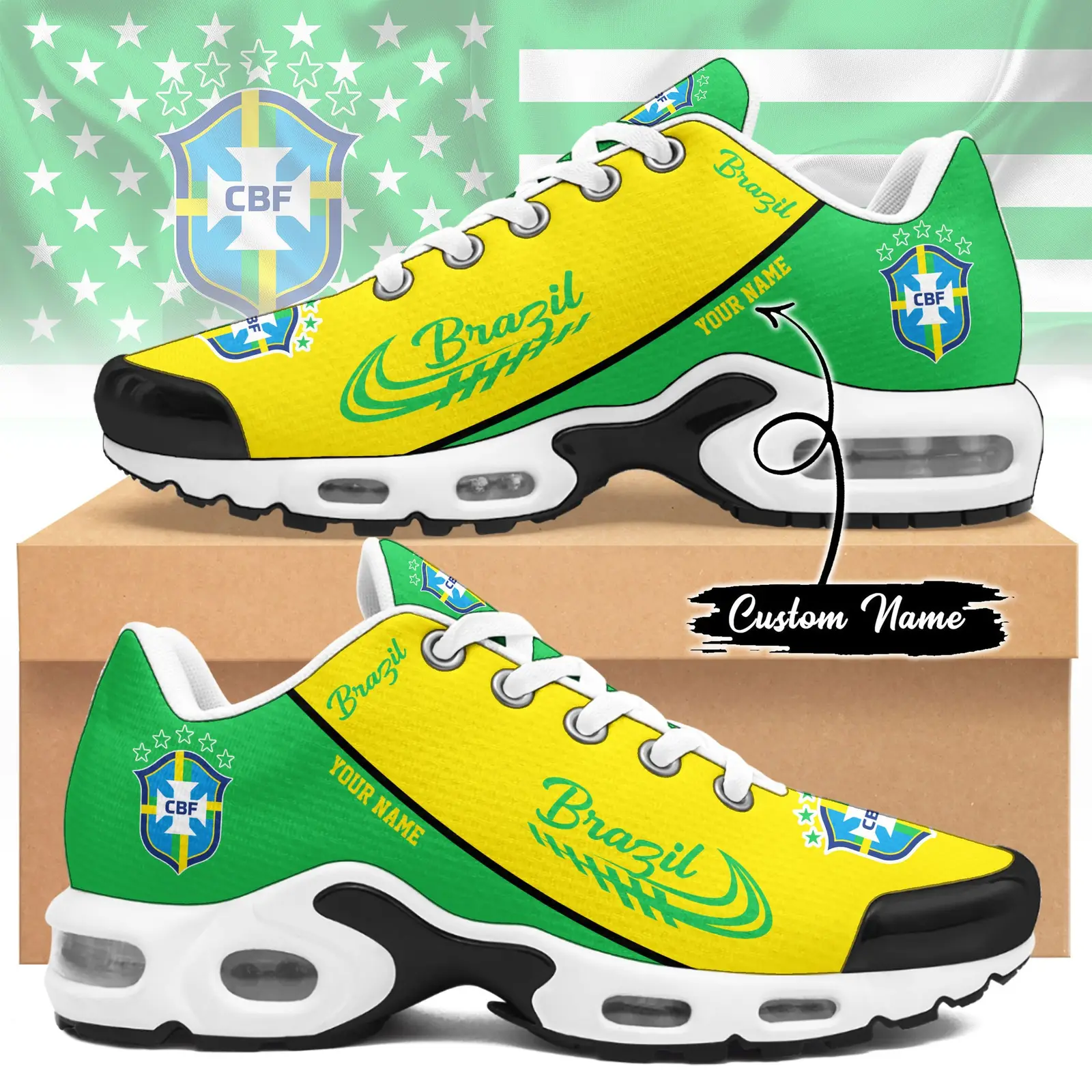 Custom Brazil Football Sneaker FIFA World Cup 2026 Gift Ideas For Football Fans