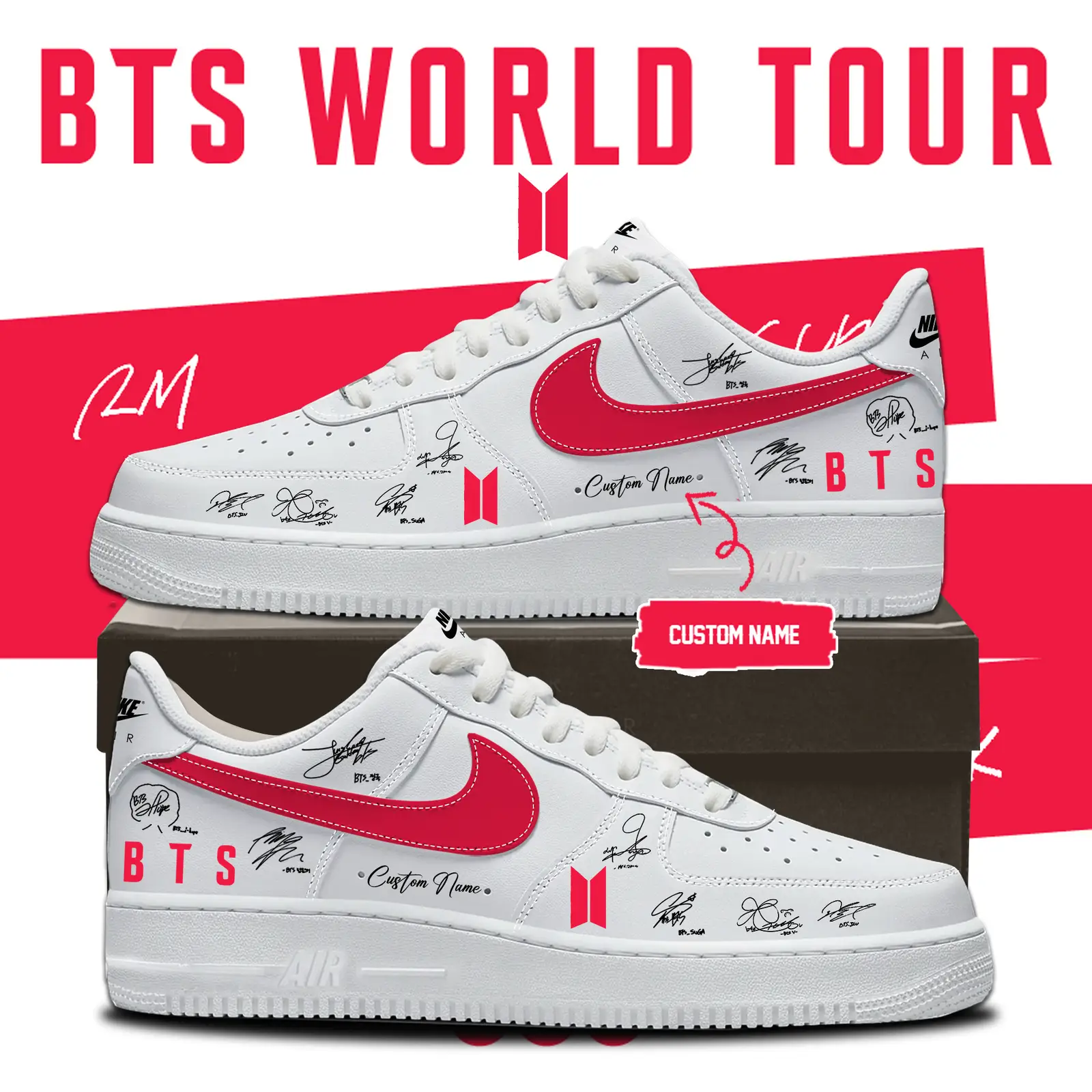 Custom BTS Signatures Shoes Arirang Tour 2026 Bangtan Sneakers Army Gift Merchandise