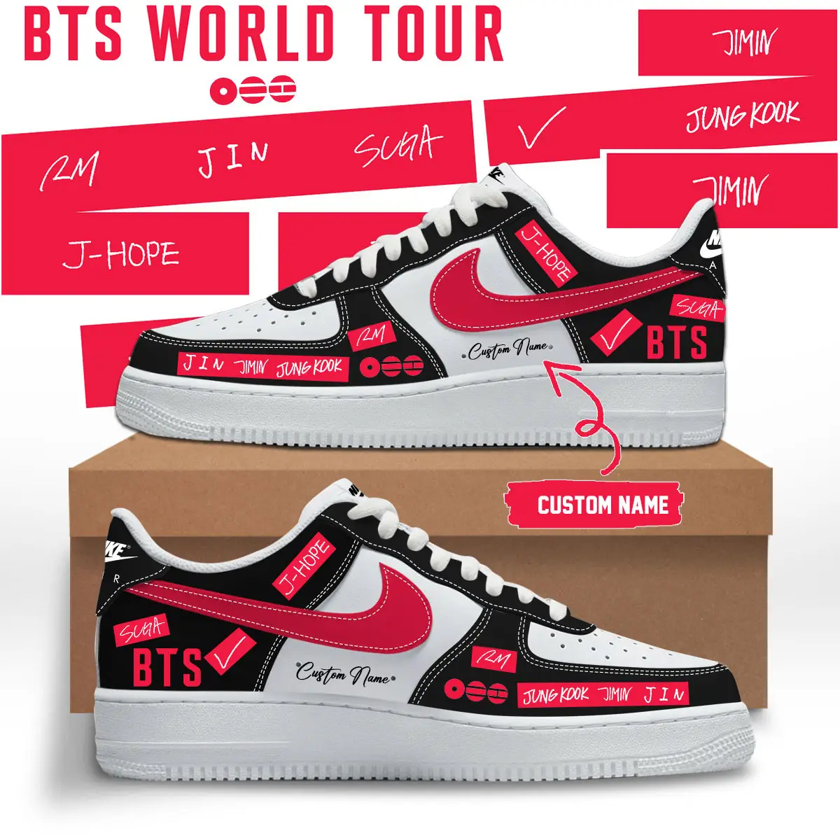 Custom BTS Signatures Shoes Bangtan Sneakers Arirang Tour 2026 BTS Kpop Fan Apparel Gift