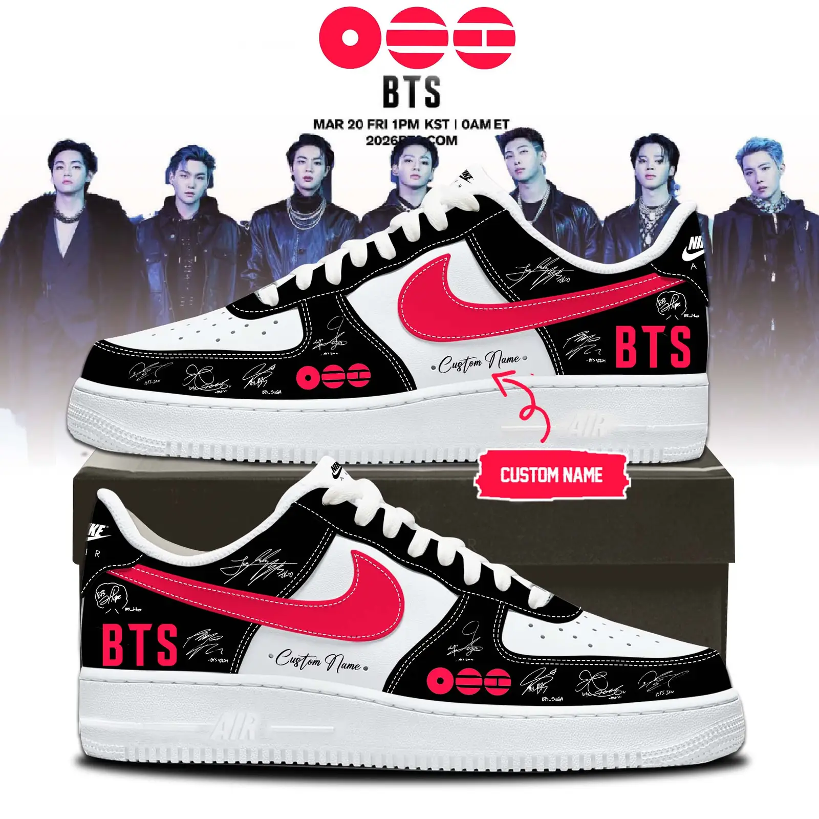 Custom BTS Signatures Shoes BTS Arirang Tour 2026 Bangtan Sneakers Gift for Kpop Lovers