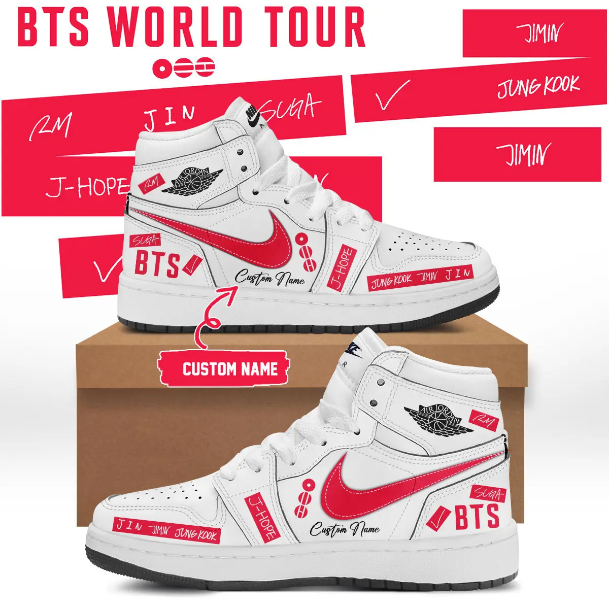 Custom BTS Signatures Shoes BTS Arirang Tour 2026 Sneakers Gift for Kpop Lovers