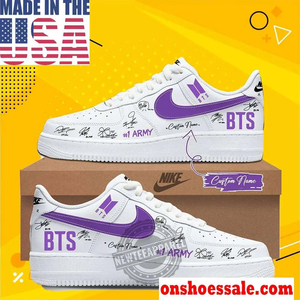 Custom Bts Signed Nike Air Force 1 Shoes, Gift For Fans - Best Gift Shoes Custom Bts Signed Nike Air Force 1 Shoes, Gift For Fans - Best Gift Shoes - Image 1
