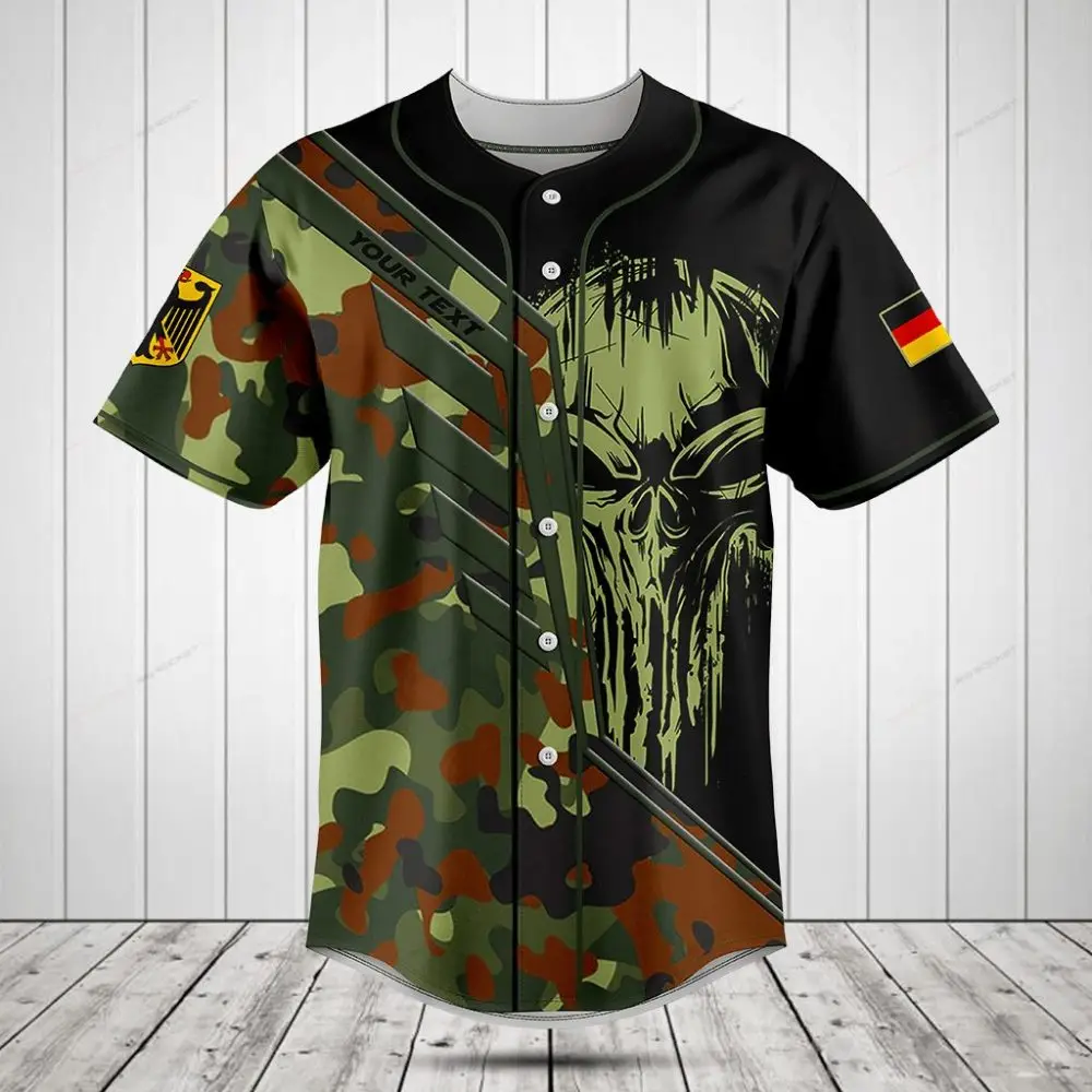 Custom Camo Baseball Jersey With Skull Design - Unique Personalized Sportswear