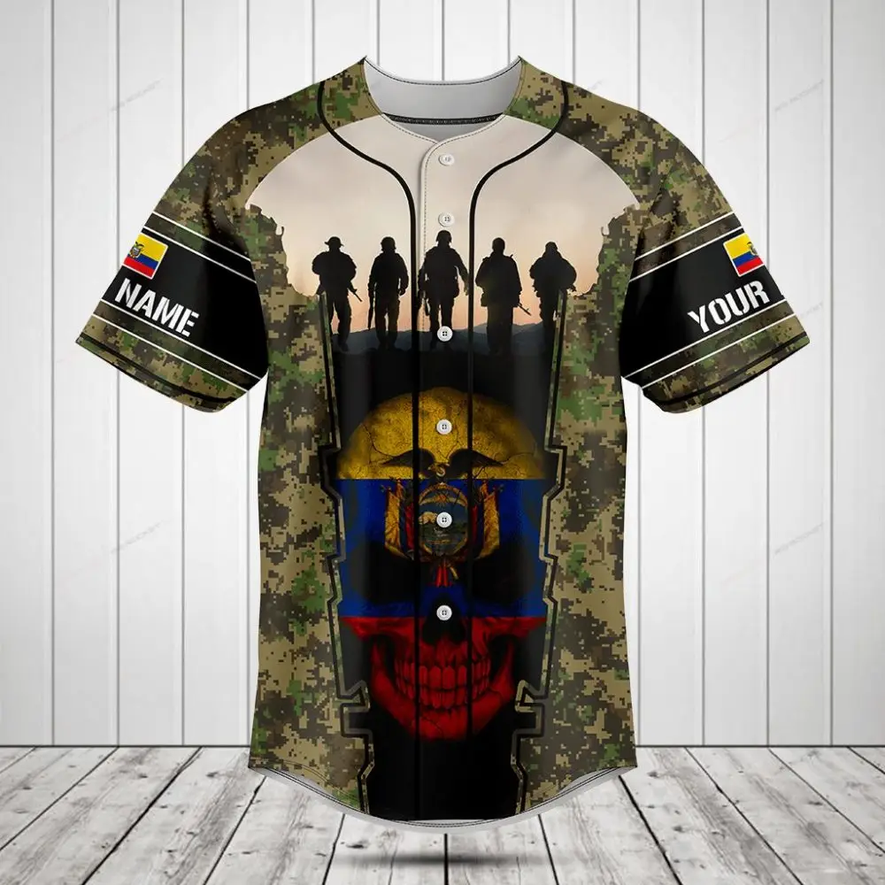 Custom Camo Baseball Shirt With Flag & Soldier Design - Personalized Name Option
