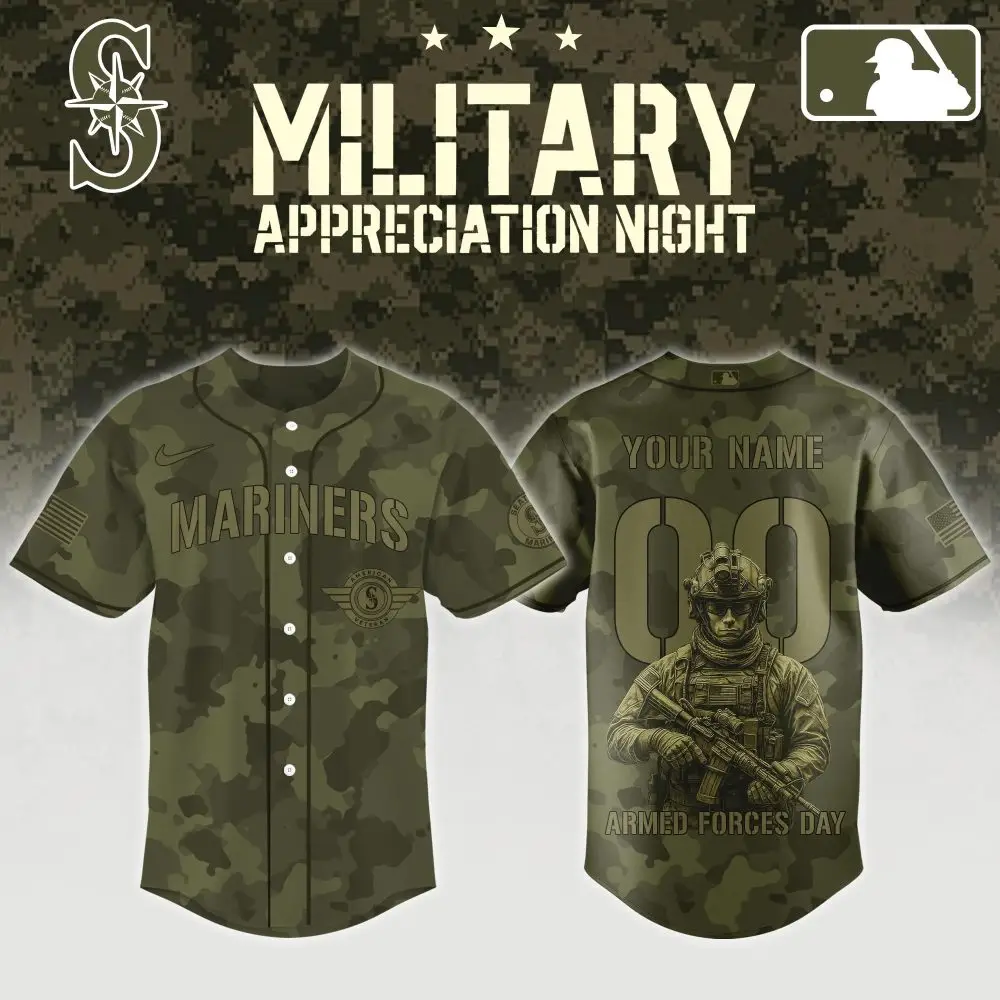 Custom Camo Mariners Jersey - Military Appreciation Night - Personalize Yours Now! Custom Camo Mariners Jersey - Military Appreciation Night - Personalize Yours Now! - Image 1