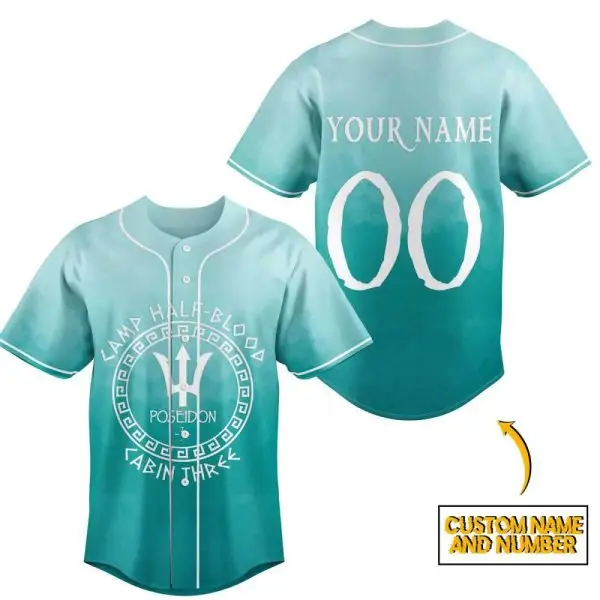 Custom Camp Half-Blood Poseidon Jersey - Personalized Name & Number Shirt