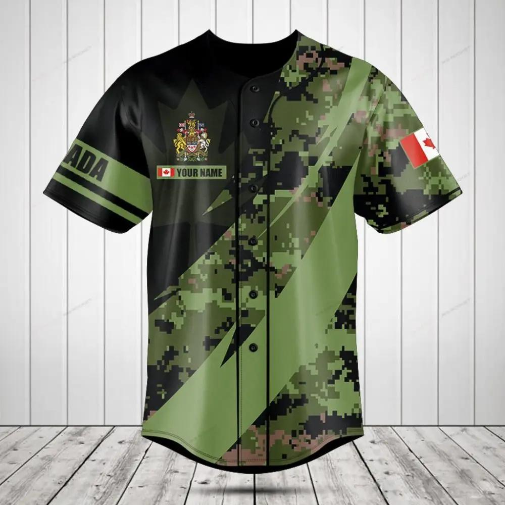 Custom Canadian Camo Baseball Jersey - Personalized Name & Flag Design