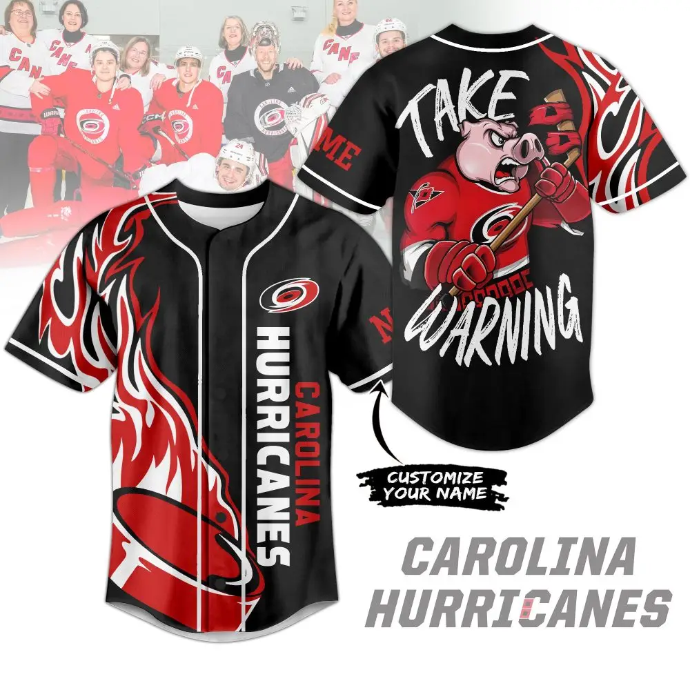 Custom Carolina Hurricanes Jersey - Personalized Hockey Fan Shirt - Bold Flames Design