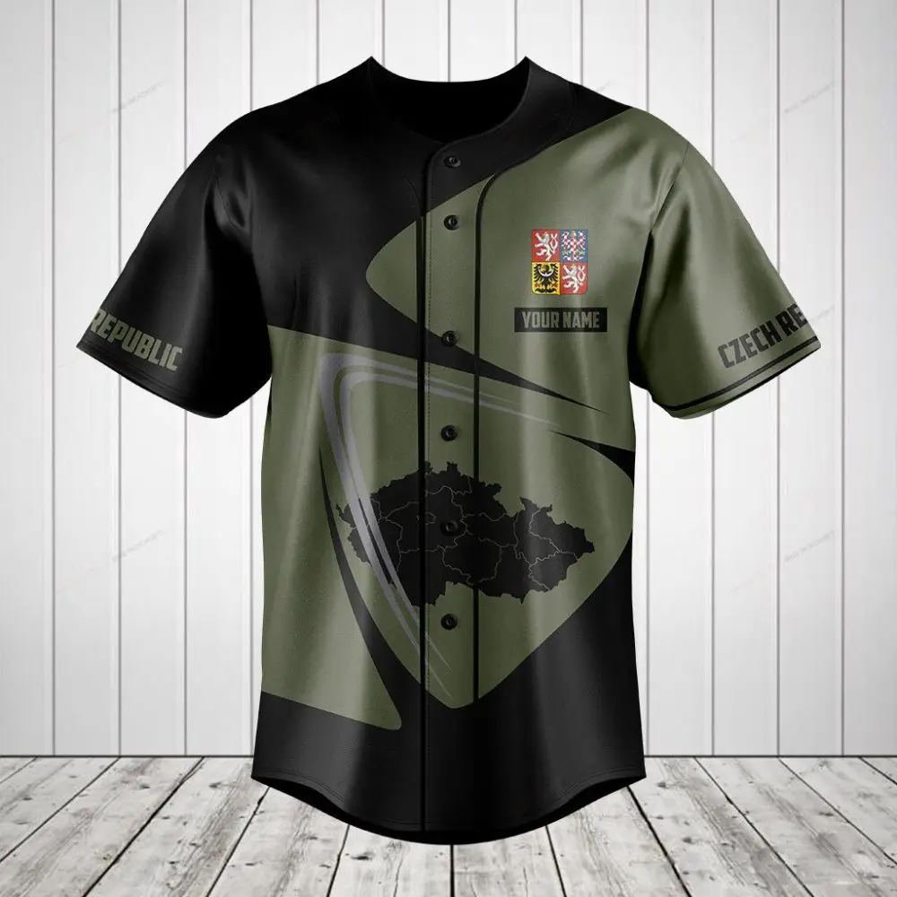 Custom Czech Republic Baseball Jersey - Personalized Name & Map Design - Unisex Sportswear