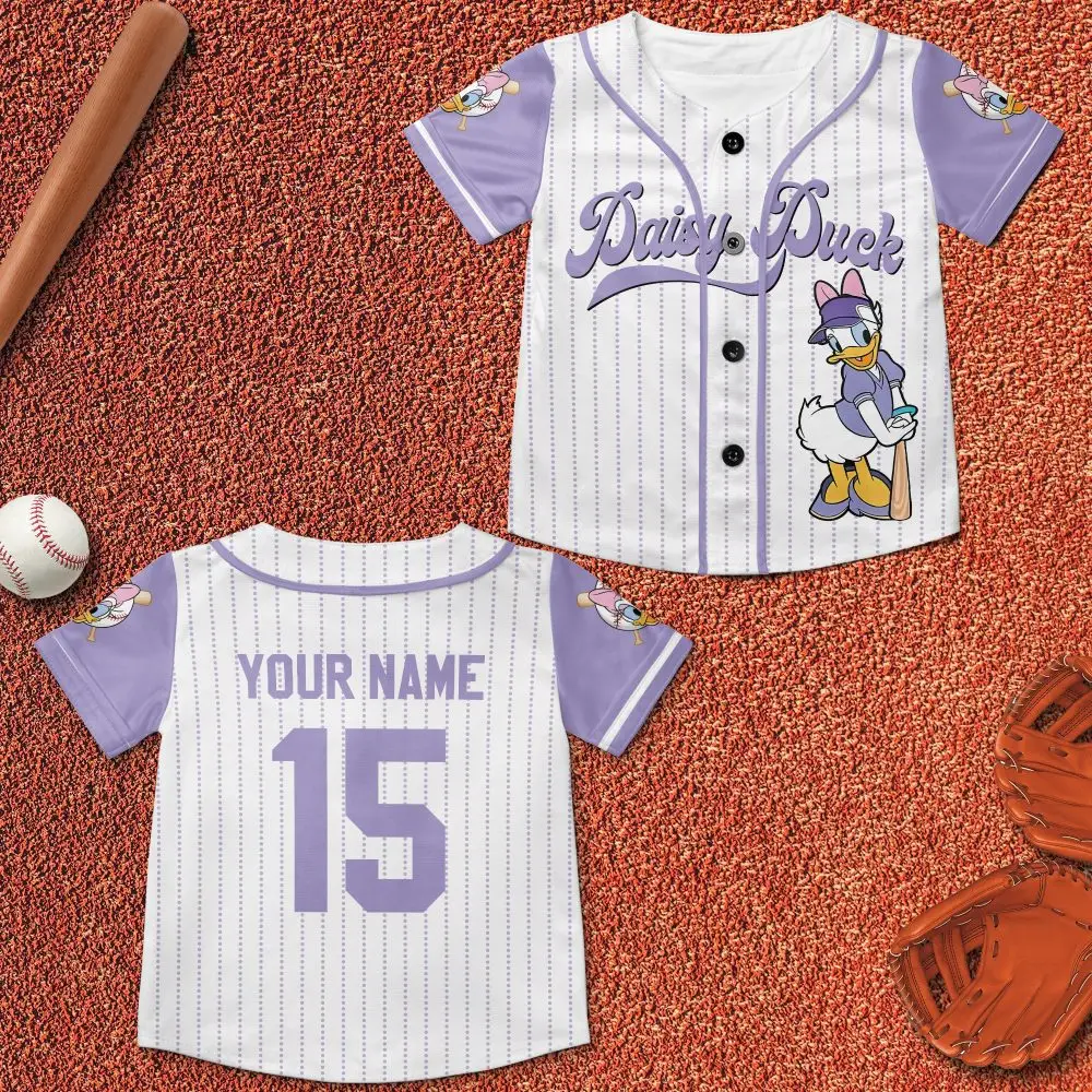 Custom Daisy Duck Baseball Jersey - Personalized Name & Number Kids Tee
