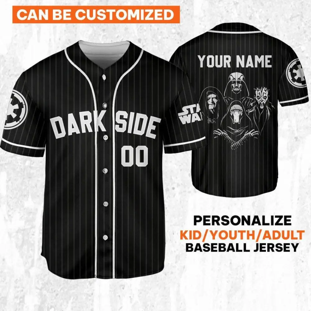 Custom Dark Side Baseball Jersey – Personalize With Your Name, Available For Kids, Youth & Adults