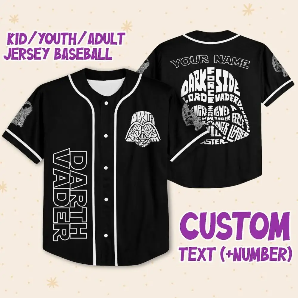 Custom Darth Vader Baseball Jersey - Personalized Name & Number For Kids/Adults