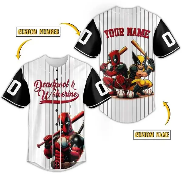 Custom Deadpool & Wolverine Baseball Jersey – Personalize Name & Number