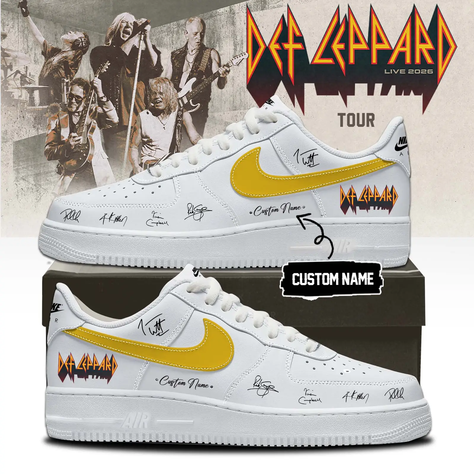 Custom Def Leppard Live 2026 Tour Signature Shoes Def Leppard Fan Gear Music Gift