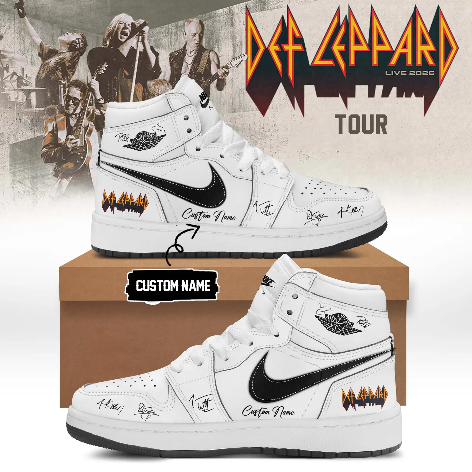 Custom Def Leppard Live 2026 Tour Signature Shoes Def Leppard Merch Rock Lover Gift