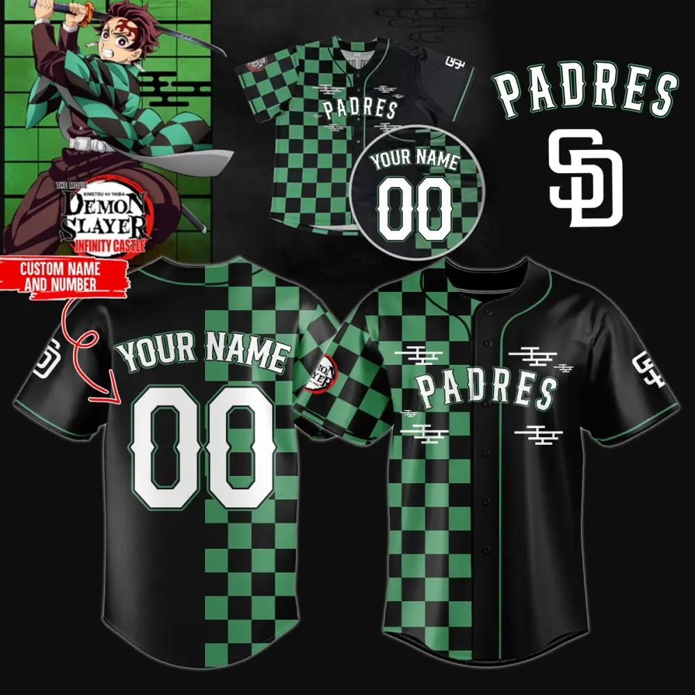 Custom Demon Slayer-Inspired Padres Jersey - Add Your Name & Number!