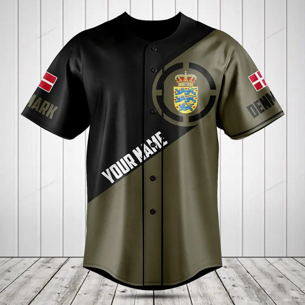 Custom Denmark Baseball Jersey – Personalize Your Name & Number – Stylish Flag Design
