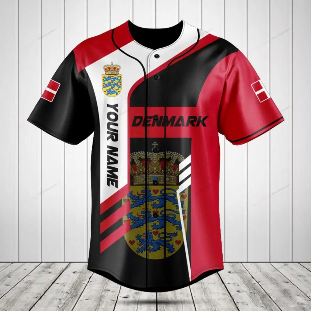 Custom Denmark Flag Baseball Jersey – Personalized Sportswear For Fans
