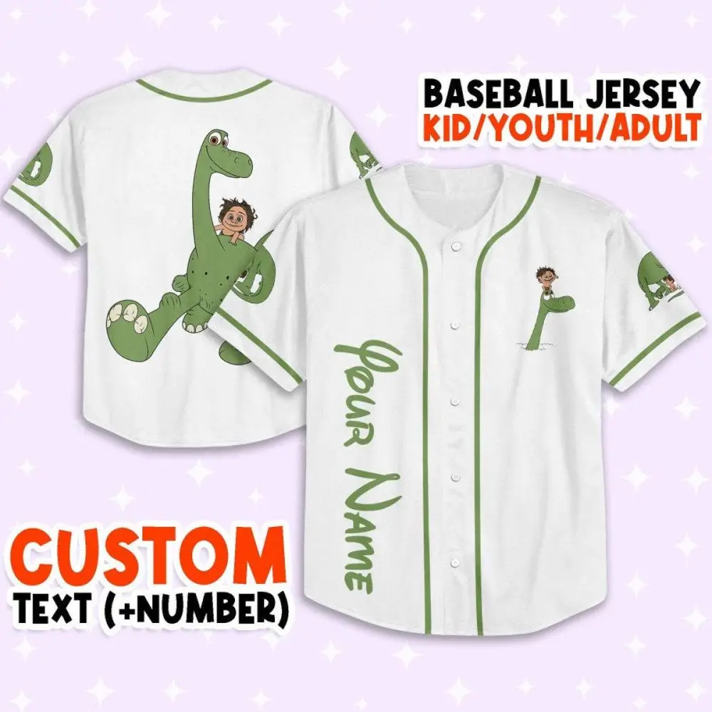 Custom Dinosaur Baseball Jersey For Kids/Youth/Adults - Add Your Name & Number!