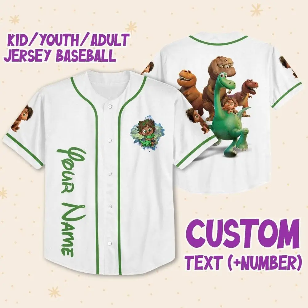 Custom Dinosaur Baseball Jersey For Kids/Youth/Adults - Personalize With Name & Number!