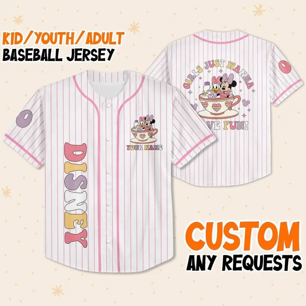 Custom Disney Baseball Jersey – Kids/Youth/Adult Sizes – Personalize With Your Name