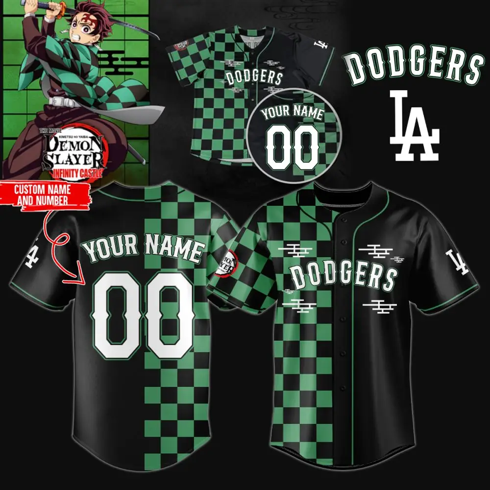 Custom Dodgers Jersey - Demon Slayer Inspired Design With Your Name & Number
