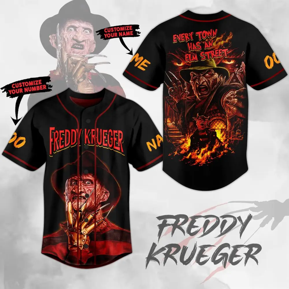 Custom Freddy Krueger Jersey - Personalized Name & Number - Horror Fan Essential