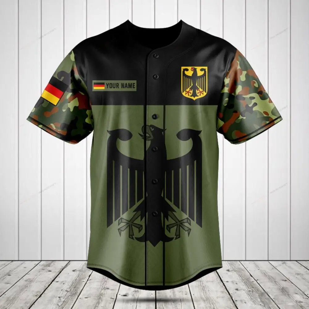Custom German Eagle Camo Baseball Jersey - Personalize Your Style! Custom German Eagle Camo Baseball Jersey - Personalize Your Style! - Image 1
