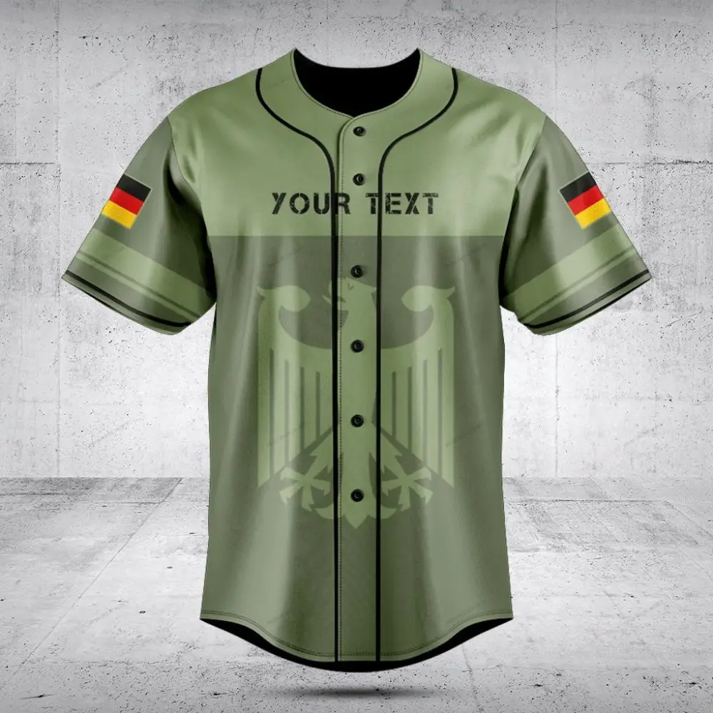 Custom German Flag Baseball Jersey – Personalized Military Green Shirt