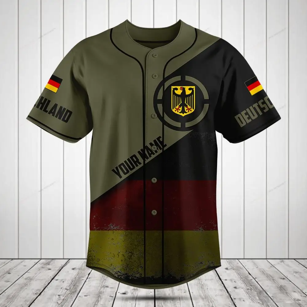 Custom Germany Flag Baseball Jersey - Personalized Name & Number - Unisex Sportswear