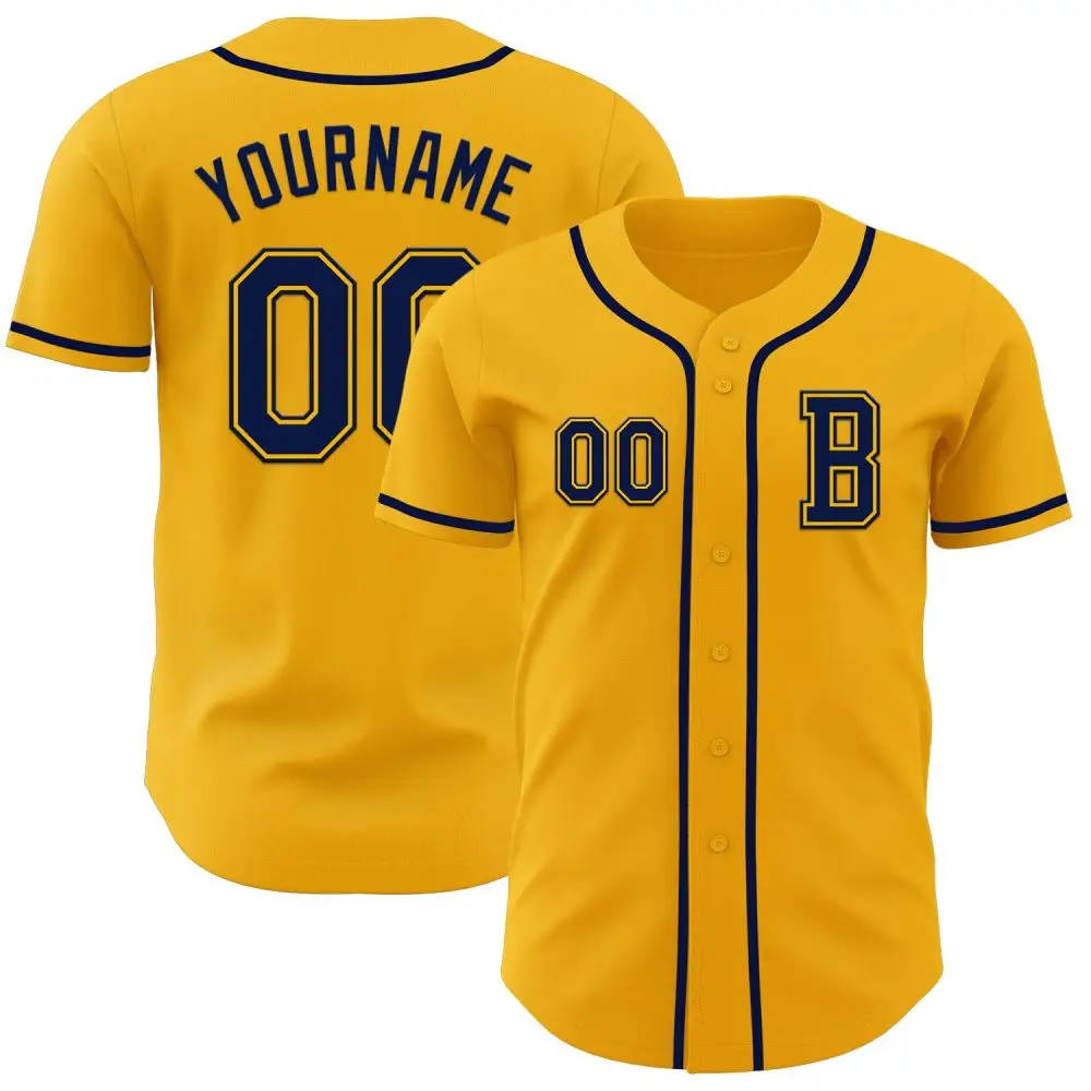 Custom Gold Navy Authentic Baseball Jersey Custom Gold Navy Authentic Baseball Jersey - Image 1