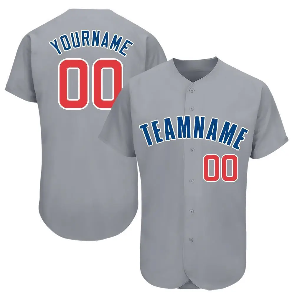 Custom Gray Red-Royal Baseball Jersey Custom Gray Red-Royal Baseball Jersey - Image 1
