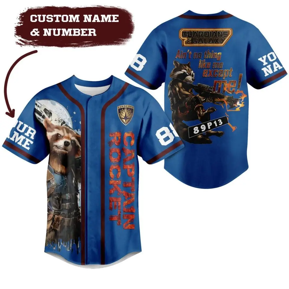 Custom Guardians Galaxy Jersey - Personalized Name & Number - Captain Rocket Design Custom Guardians Galaxy Jersey - Personalized Name & Number - Captain Rocket Design - Image 1
