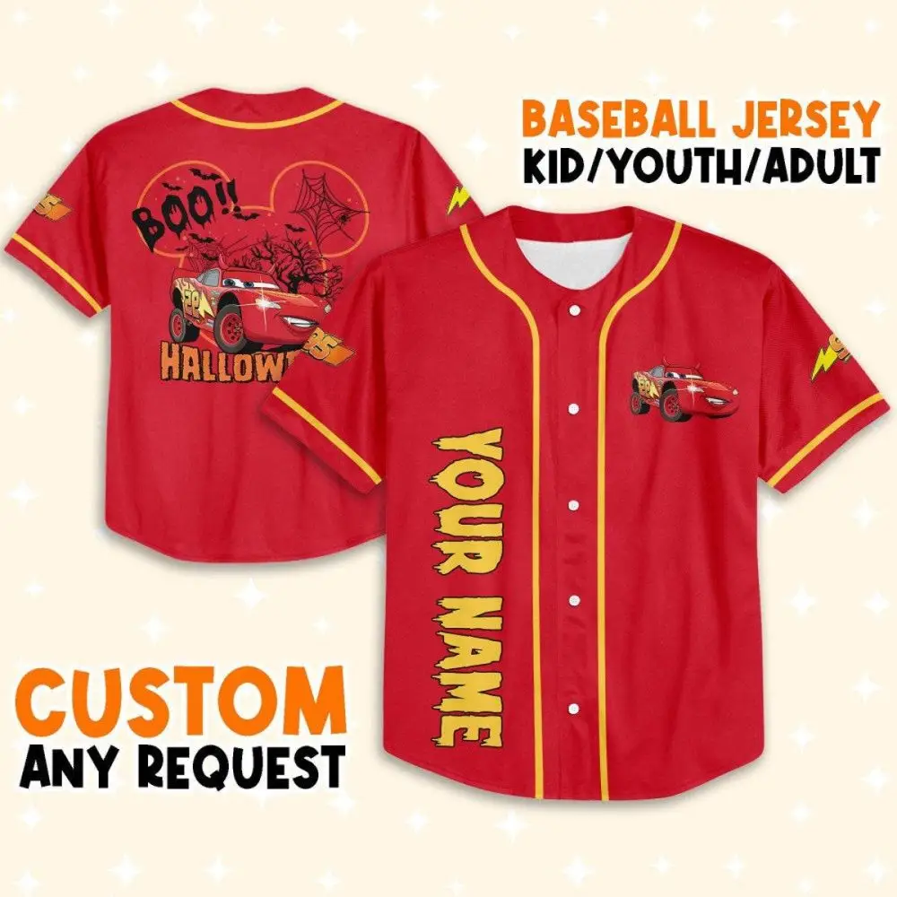 Custom Halloween Car Baseball Jersey – Kids/Youth/Adult – Personalized Name & Design Custom Halloween Car Baseball Jersey – Kids/Youth/Adult – Personalized Name & Design - Image 1