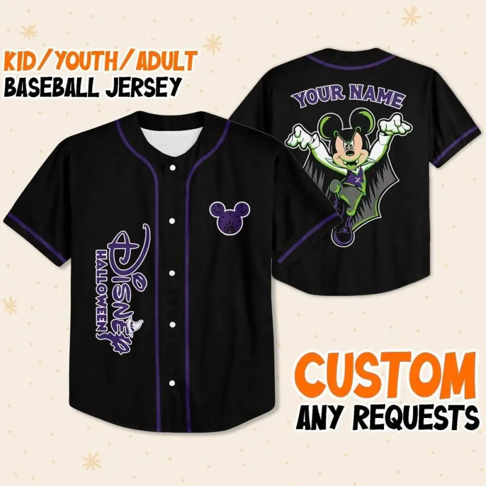 Custom Halloween Disney Baseball Jersey - Kids/Youth/Adult - Personalize Your Name!