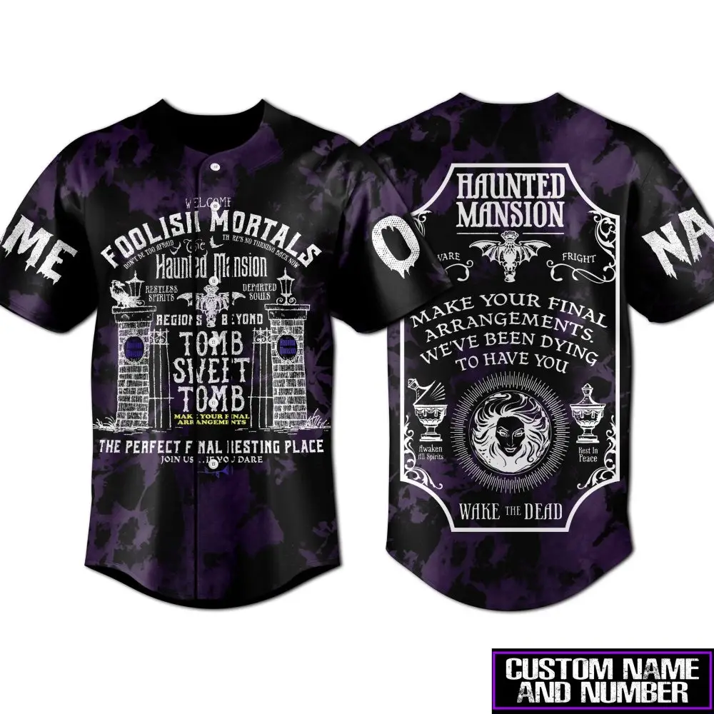 Custom Haunted Mansion Baseball Jersey – Spooky Design, Personalize Name & Number – Perfect Halloween Gift