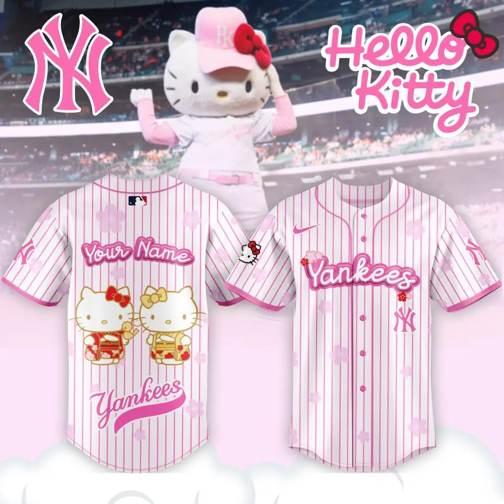 Custom Hello Kitty Yankees Jersey – Personalized Pink Mlb Fan Gear For Kids & Adults