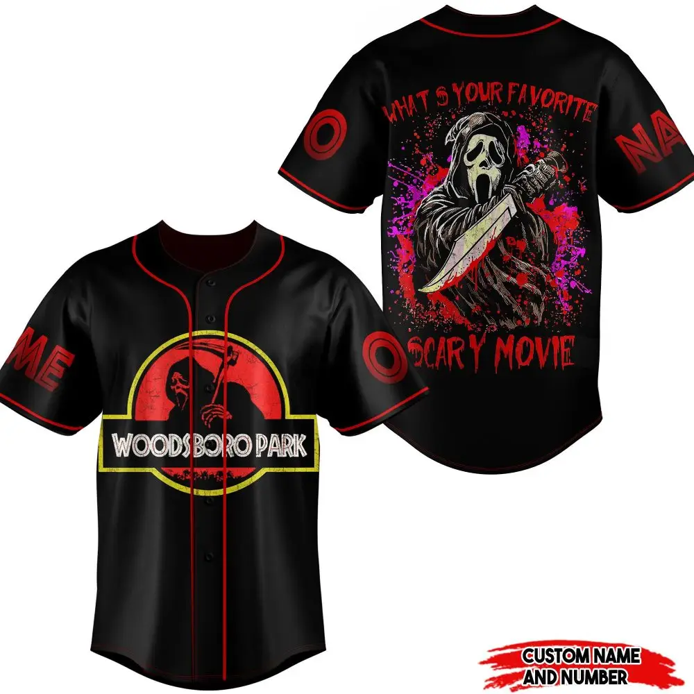 Custom Horror Movie Baseball Jersey - Personalized Name & Number Design