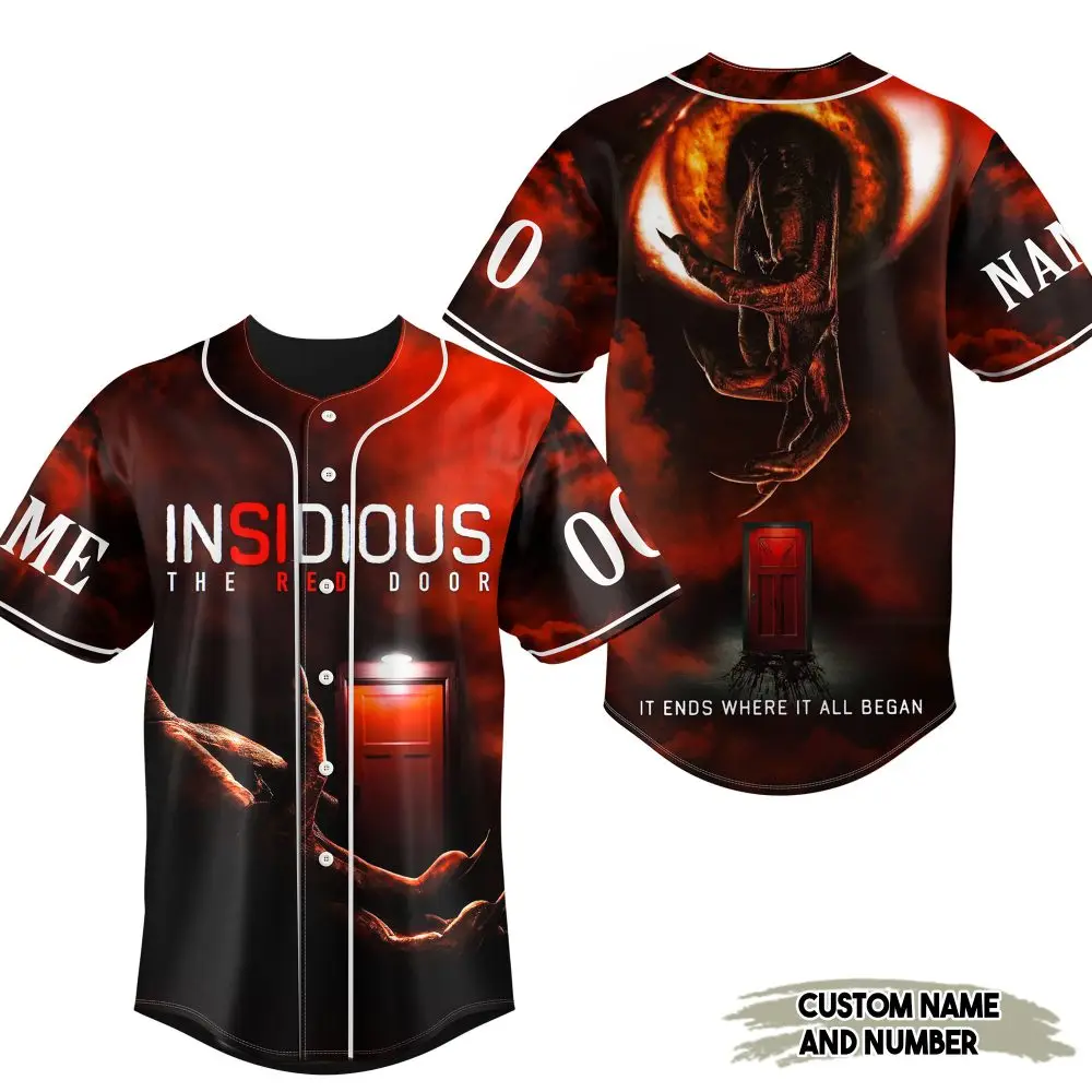 Custom Insidious Red Door Baseball Jersey – Personalized Name & Number, Horror Fan Apparel