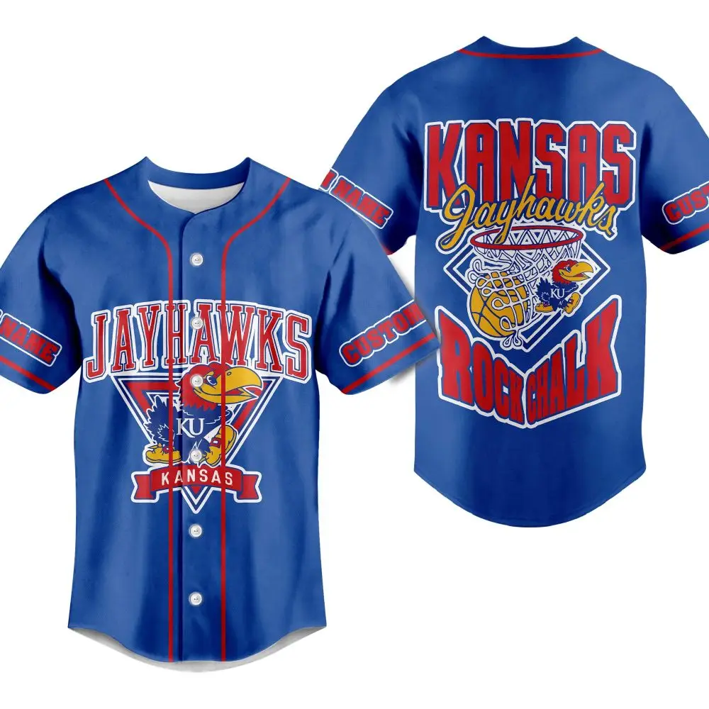 Custom Kansas Jayhawks Baseball Jersey - Rock Chalk Spirit Wear - Personalized Fan Gear