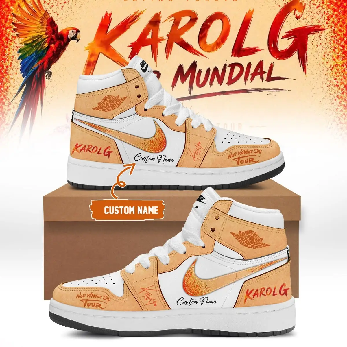 Custom Karol G Merch Nos Vamos de Tour 2026 Nike Air Jordan 1 Shoes Concert Fans Sneaker