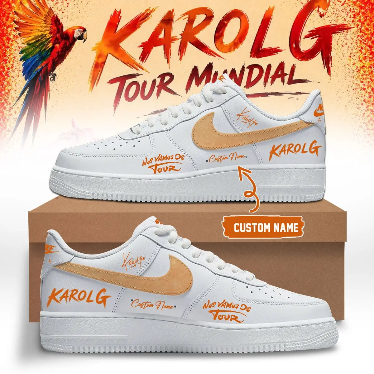 Custom Karol G Nos Vamos De Tour Sneakers Karol G Concert Merch Gifts For Girlfriend